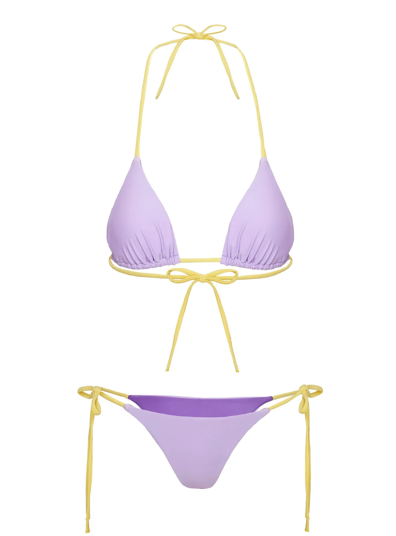Jenner Tie Side Ruched Bikini Bottom Yellow / Purple sold by Princess Polly product image thumbnail 5