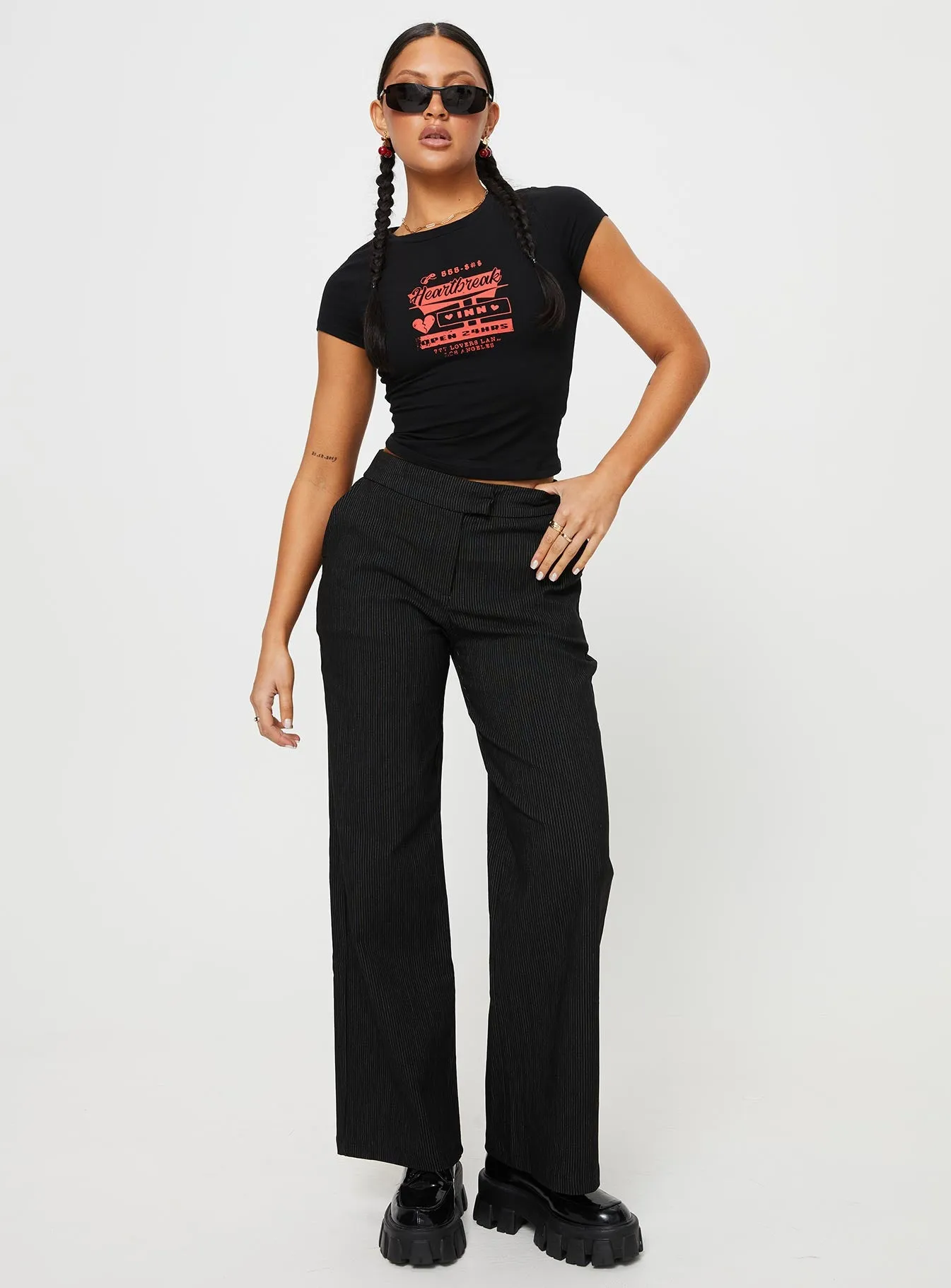 Jeller Pinstripe Pants Black Petite sold by Princess Polly product image thumbnail 3