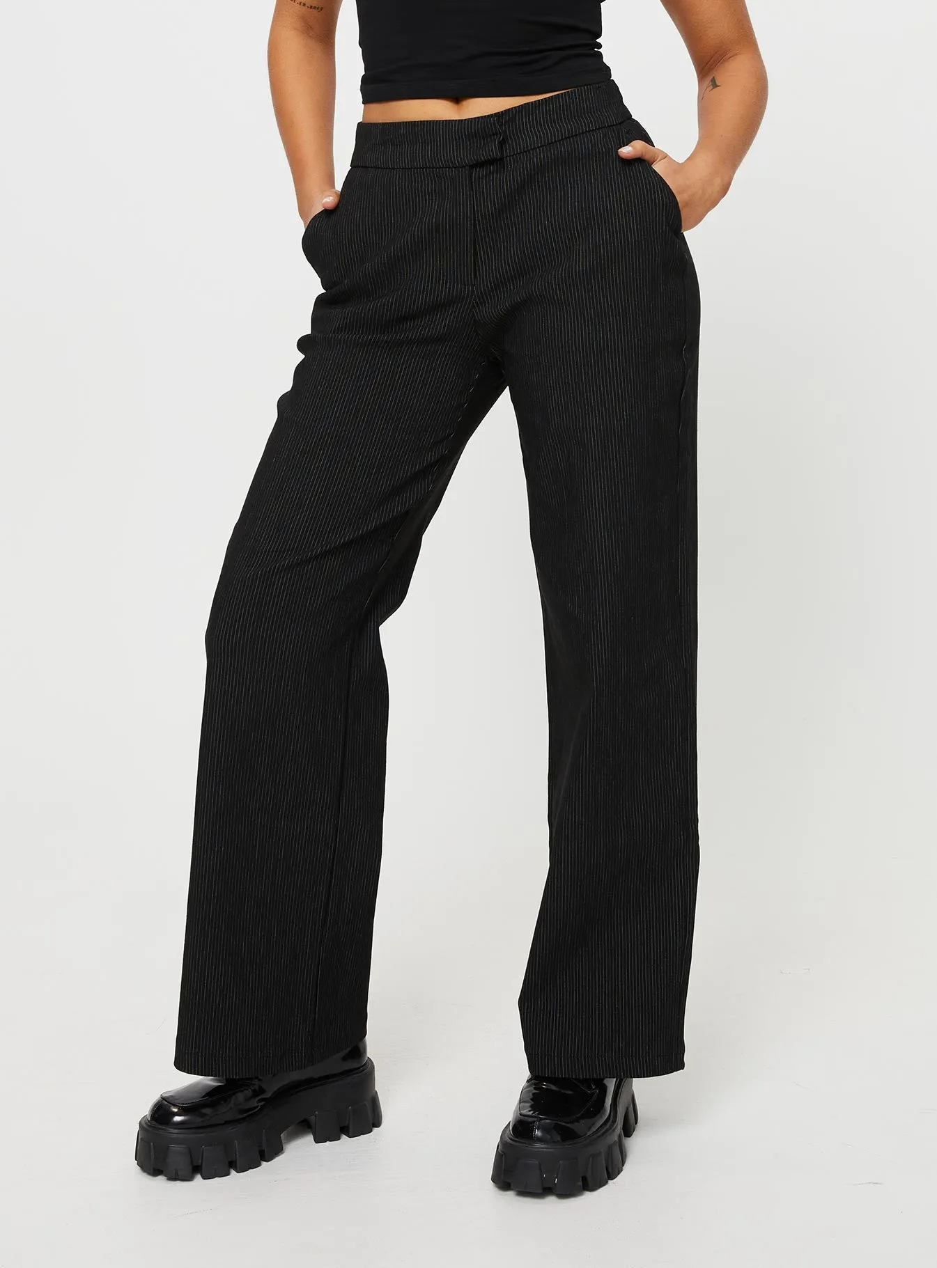 Jeller Pinstripe Pants Black Petite sold by Princess Polly product image thumbnail 2