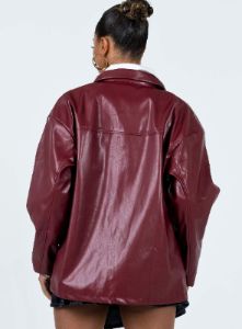 Activa Faux Leather Jacket Burgundy sold by Princess Polly
