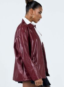 Activa Faux Leather Jacket Burgundy sold by Princess Polly