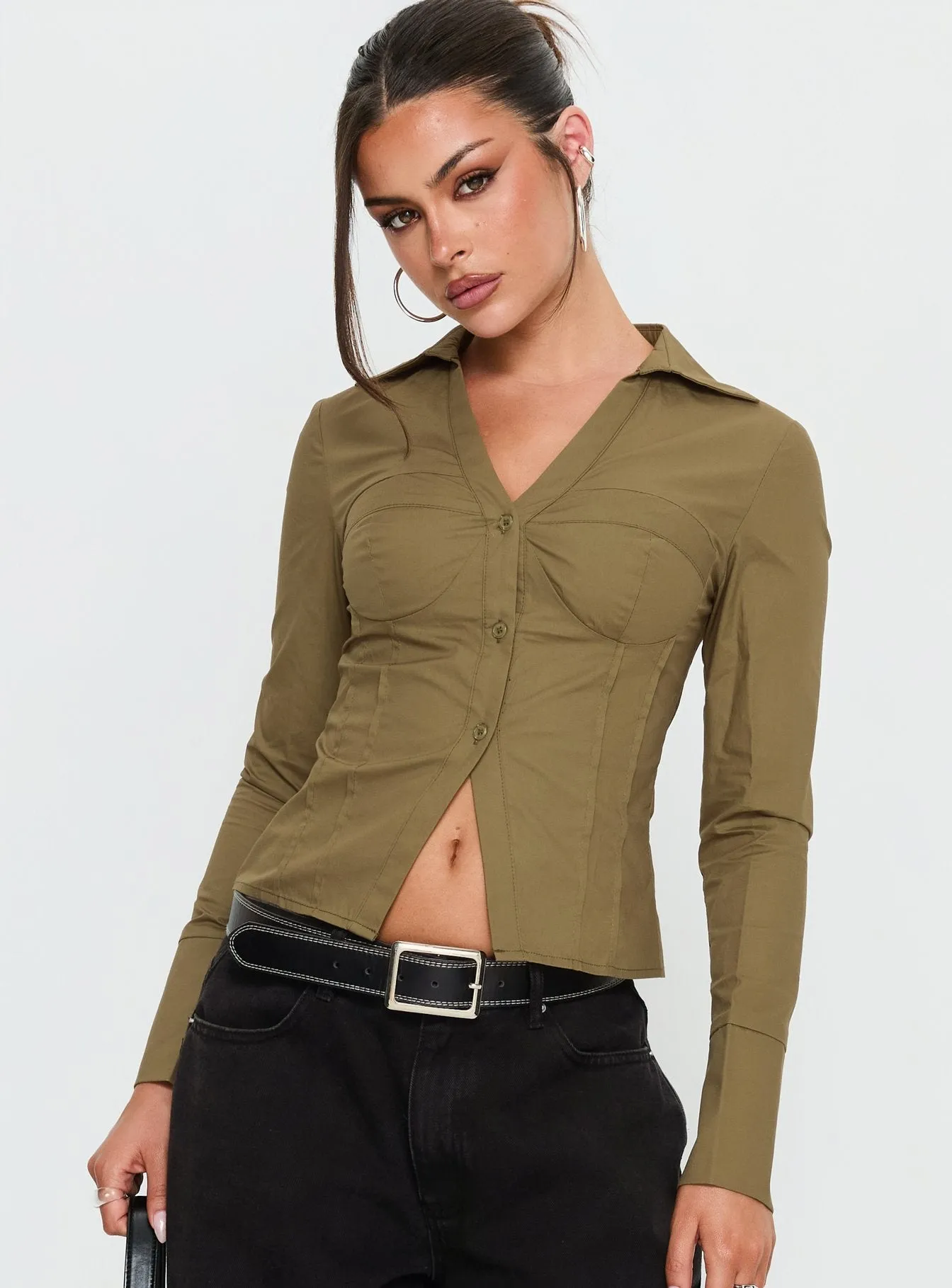 Zifa Shirt Khaki sold by Princess Polly