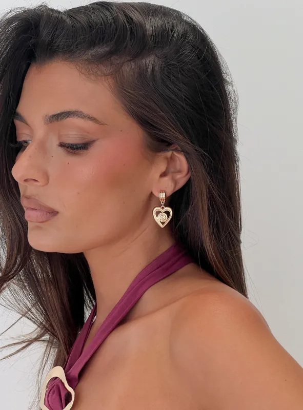 Giabella Heart Earrings Gold sold by Princess Polly