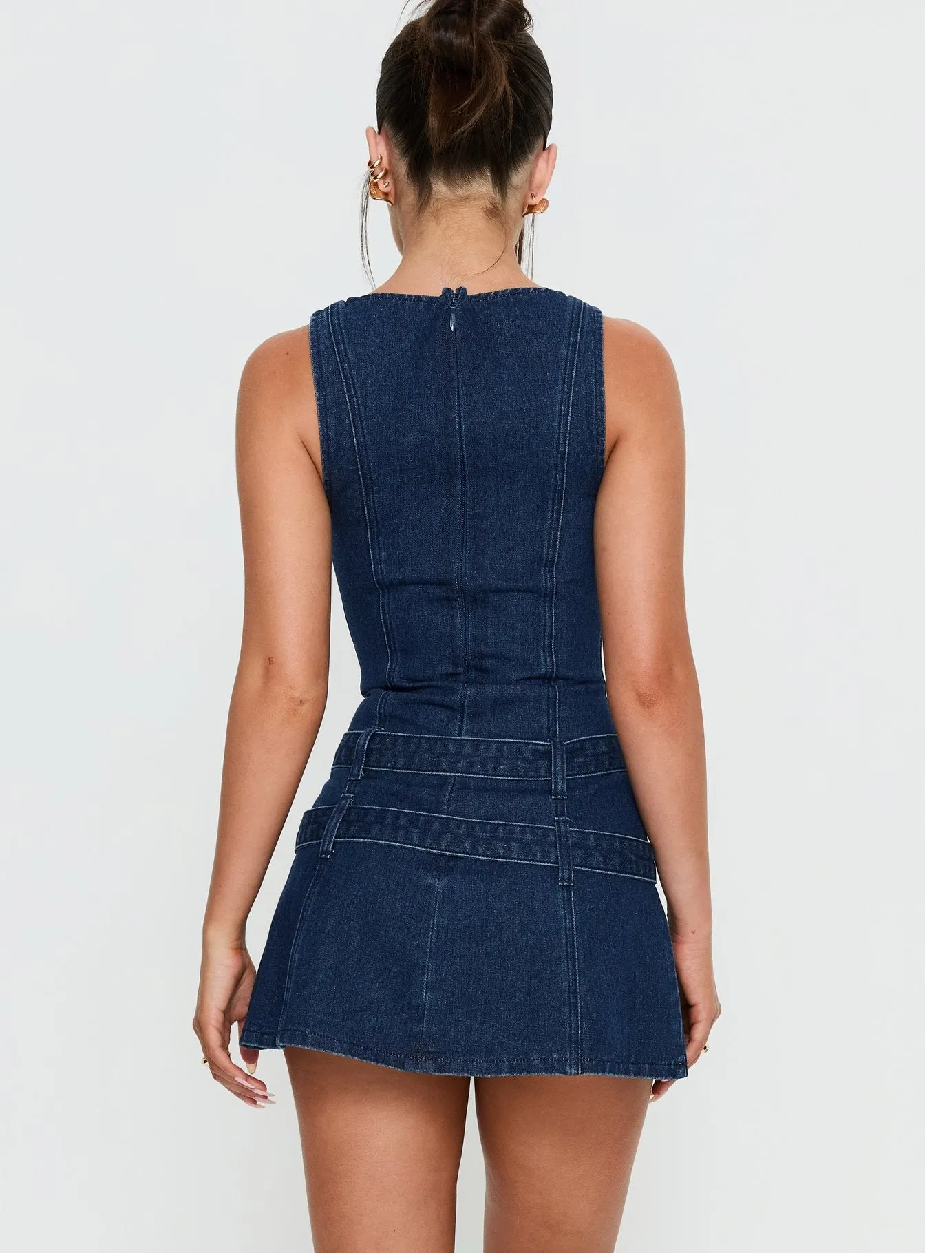 Kainer Denim Buckle Mini Dress Dark Blue Wash sold by Princess Polly product image thumbnail 5