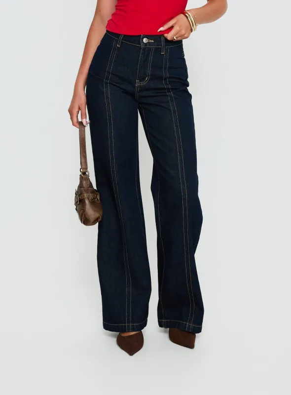 Cadance High Rise Straight Leg Jeans Indigo sold by Princess Polly
