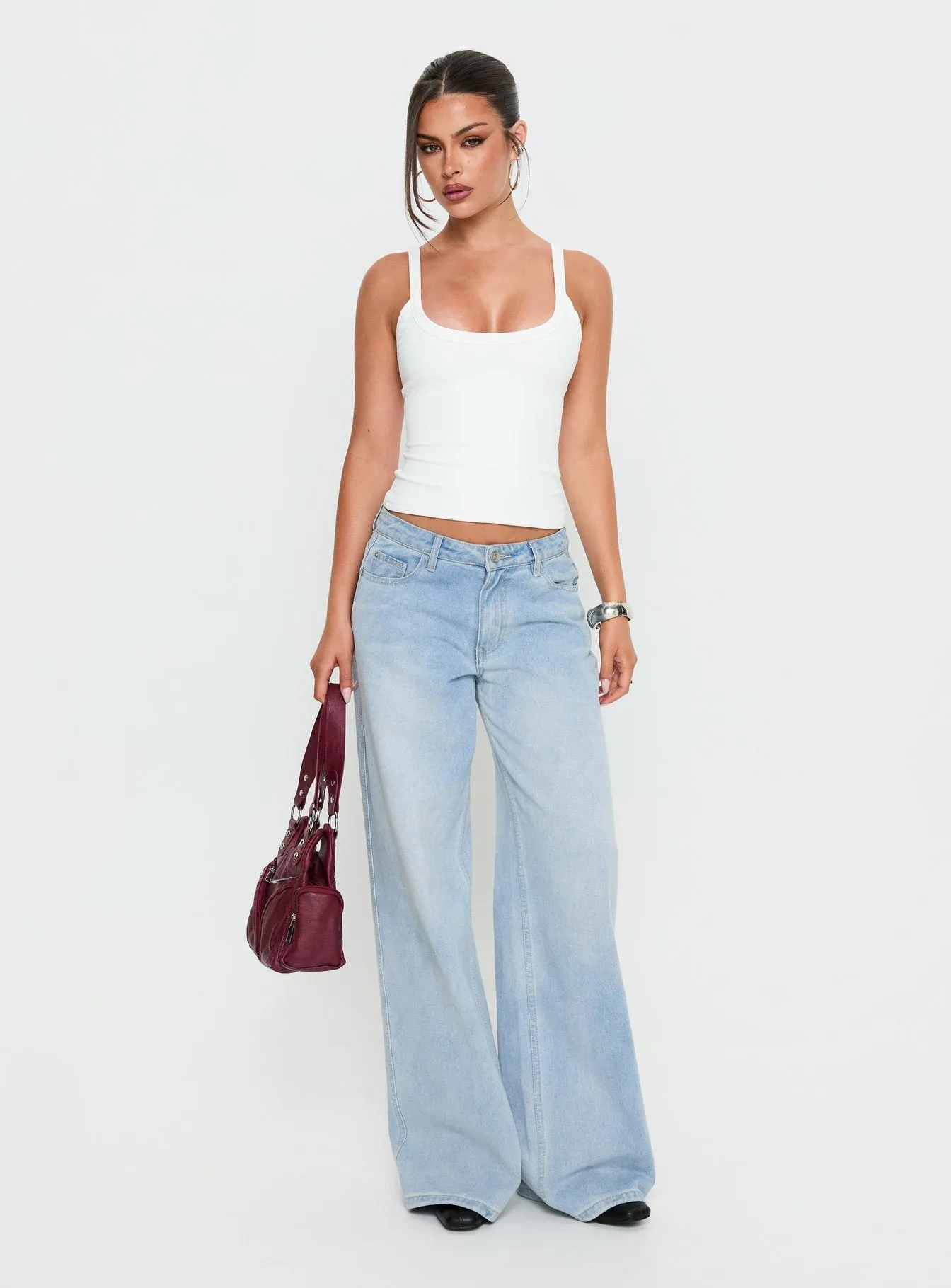 Kasper Cinched Longline Tank Top White sold by Princess Polly product image thumbnail 3