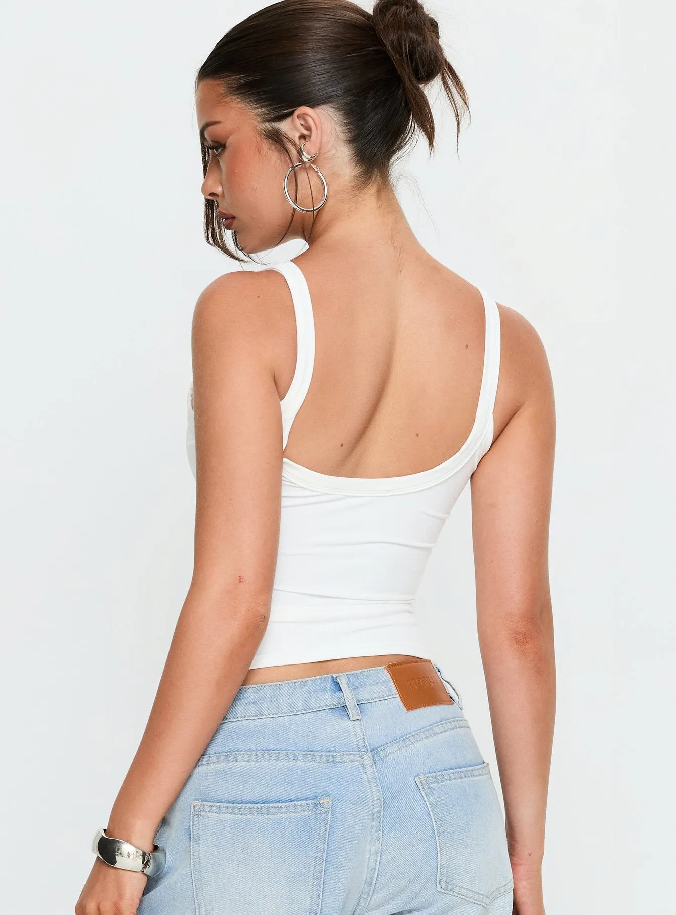 Kasper Cinched Longline Tank Top White sold by Princess Polly product image thumbnail 5