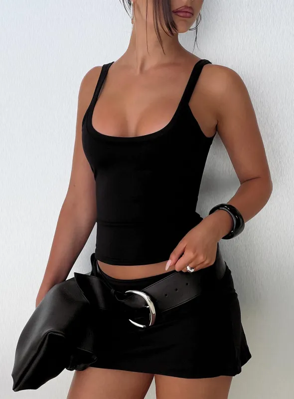 Kasper Cinched Longline Tank Top Black sold by Princess Polly