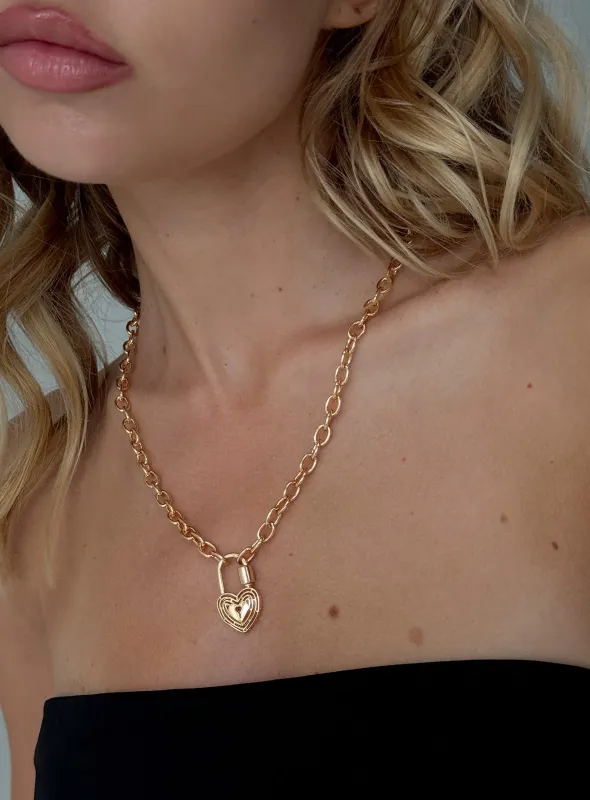 Sayge Lock Necklace Gold sold by Princess Polly