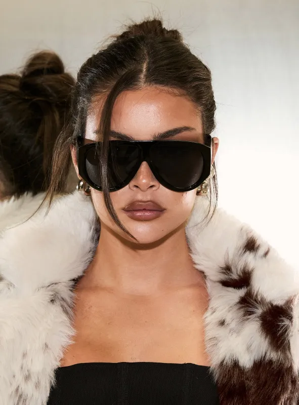 Nobody But You Oversized Sunglasses Black sold by Princess Polly