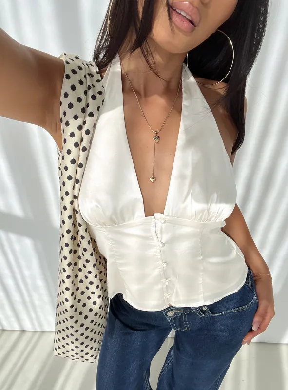 Isolda Satin Halter Top Cream sold by Princess Polly