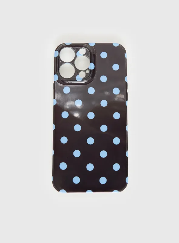 Ferrera iPhone Case Dark Brown / Blue Polka sold by Princess Polly