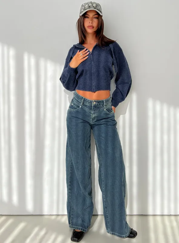 Shanna Relaxed Low Rise Jeans Acid Raw Wash sold by Princess Polly