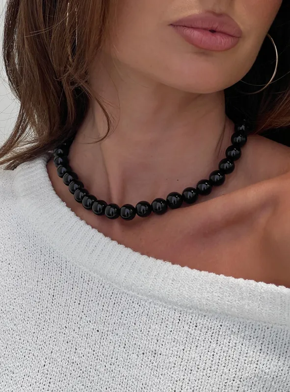 Orlynn Beaded Necklace Black sold by Princess Polly