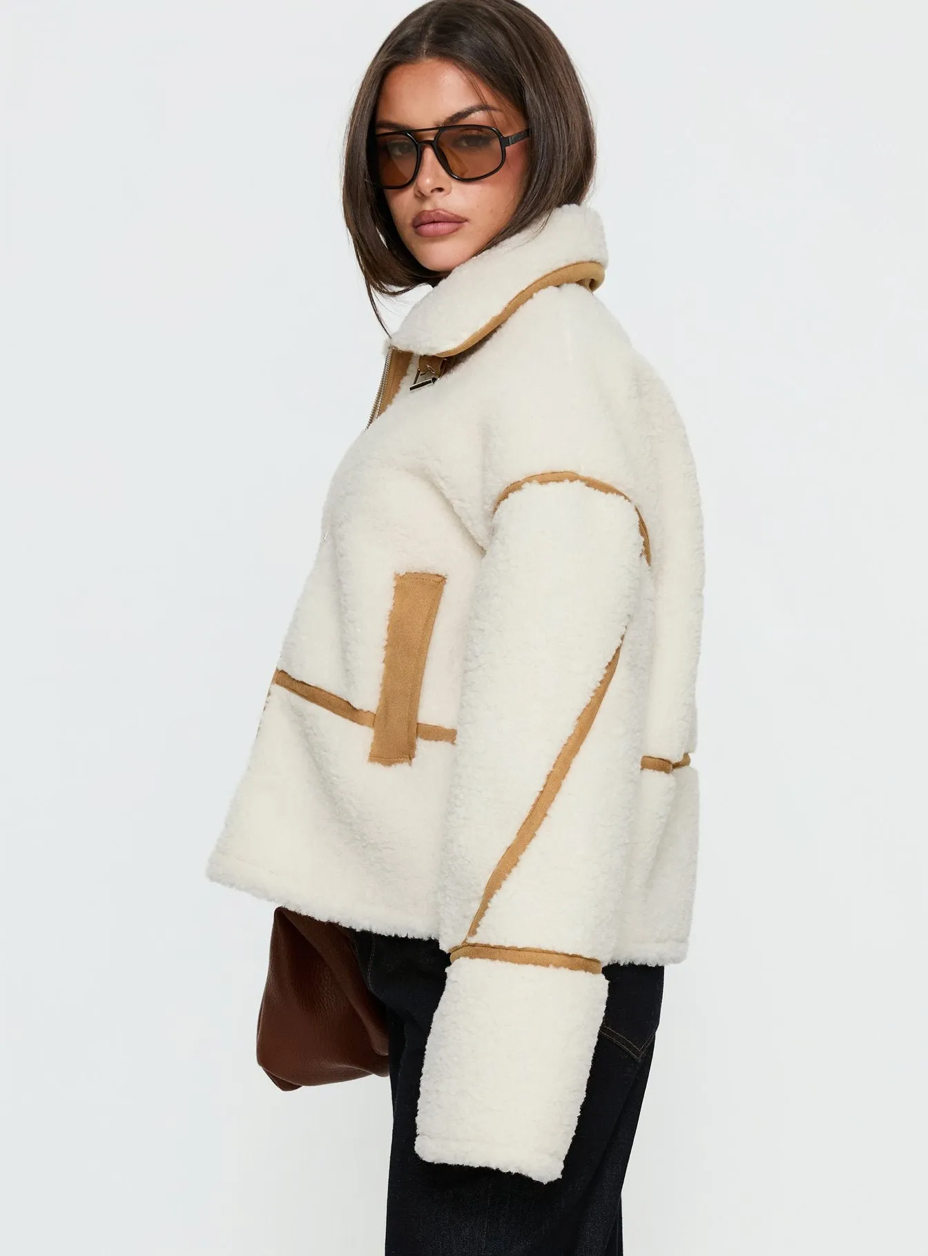 Briane Contrast Teddy Jacket White sold by Princess Polly product image thumbnail 4