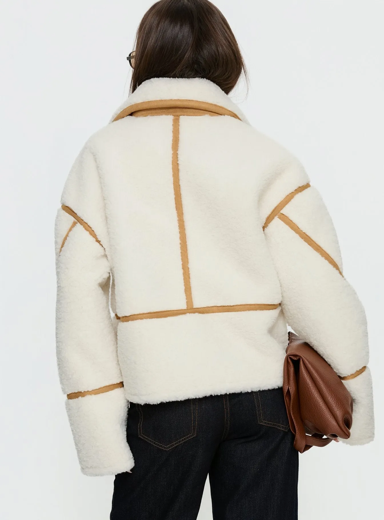 Briane Contrast Teddy Jacket White sold by Princess Polly product image thumbnail 5