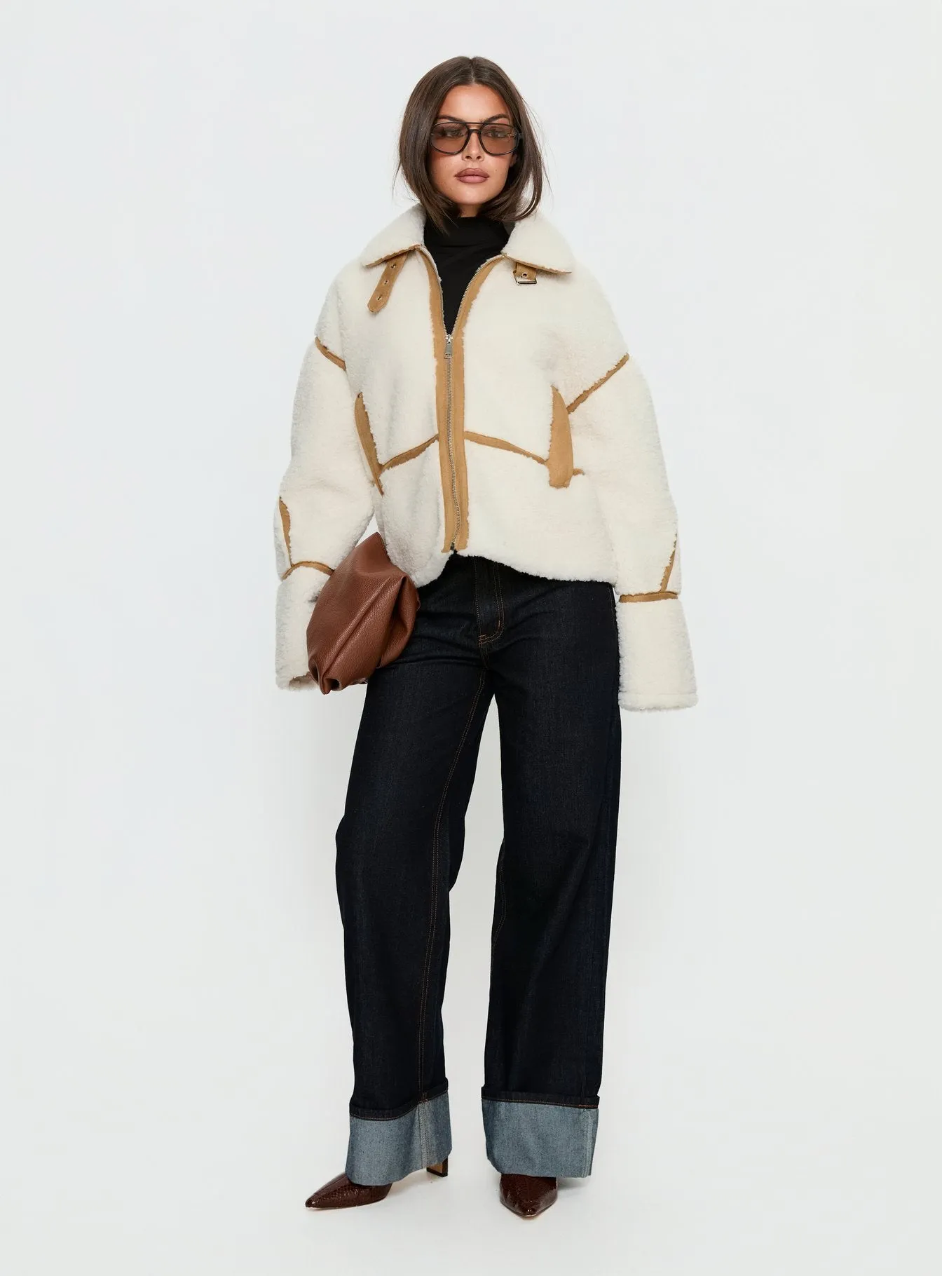 Briane Contrast Teddy Jacket White sold by Princess Polly product image thumbnail 3