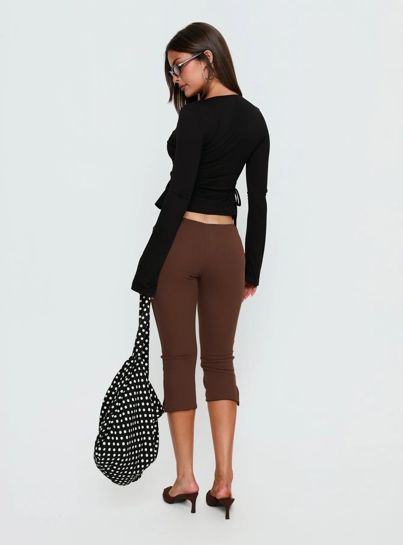 Baseline Rib Capri Pants Chocolate sold by Princess Polly product image thumbnail 5