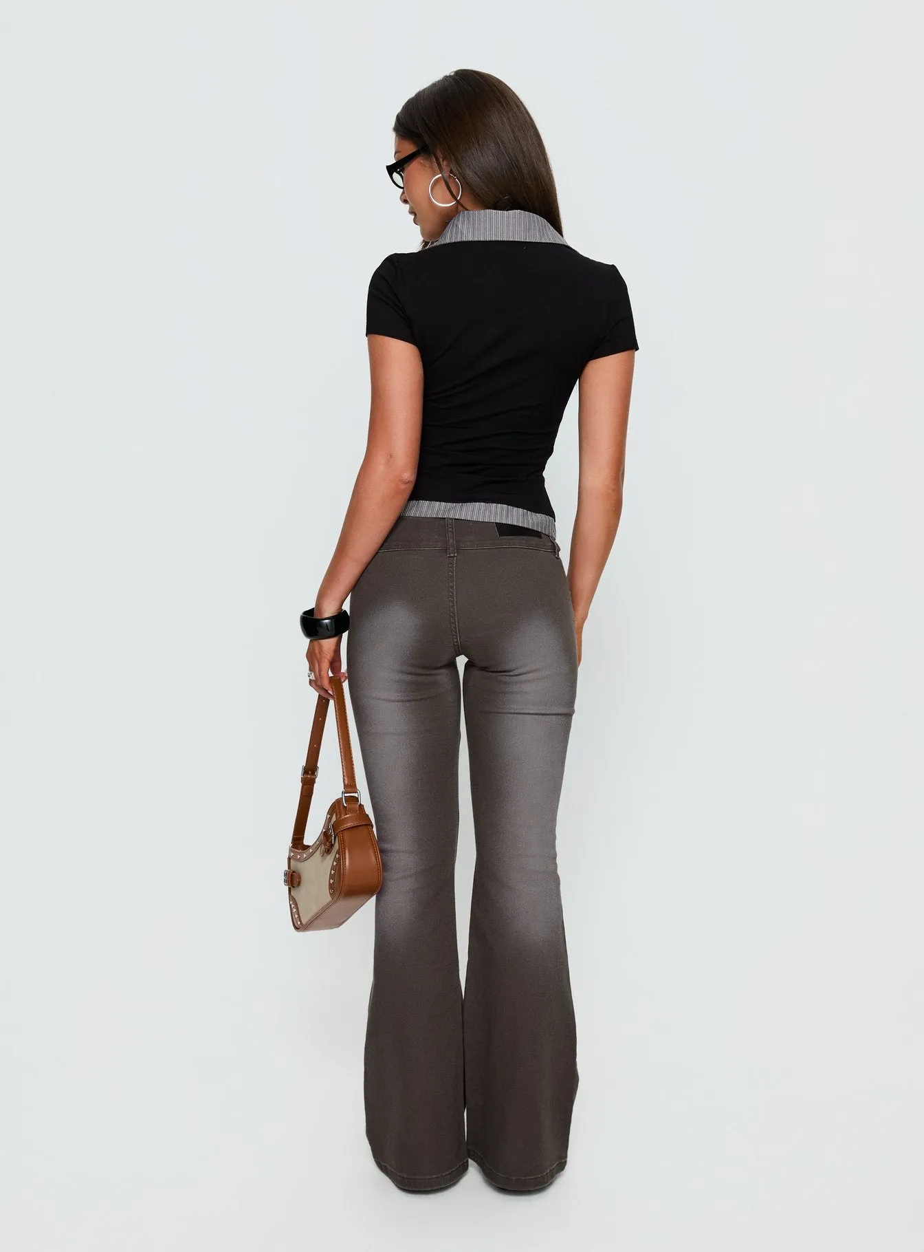 Romea Low Waist Bootleg Jeans Dark Grey sold by Princess Polly product image thumbnail 5