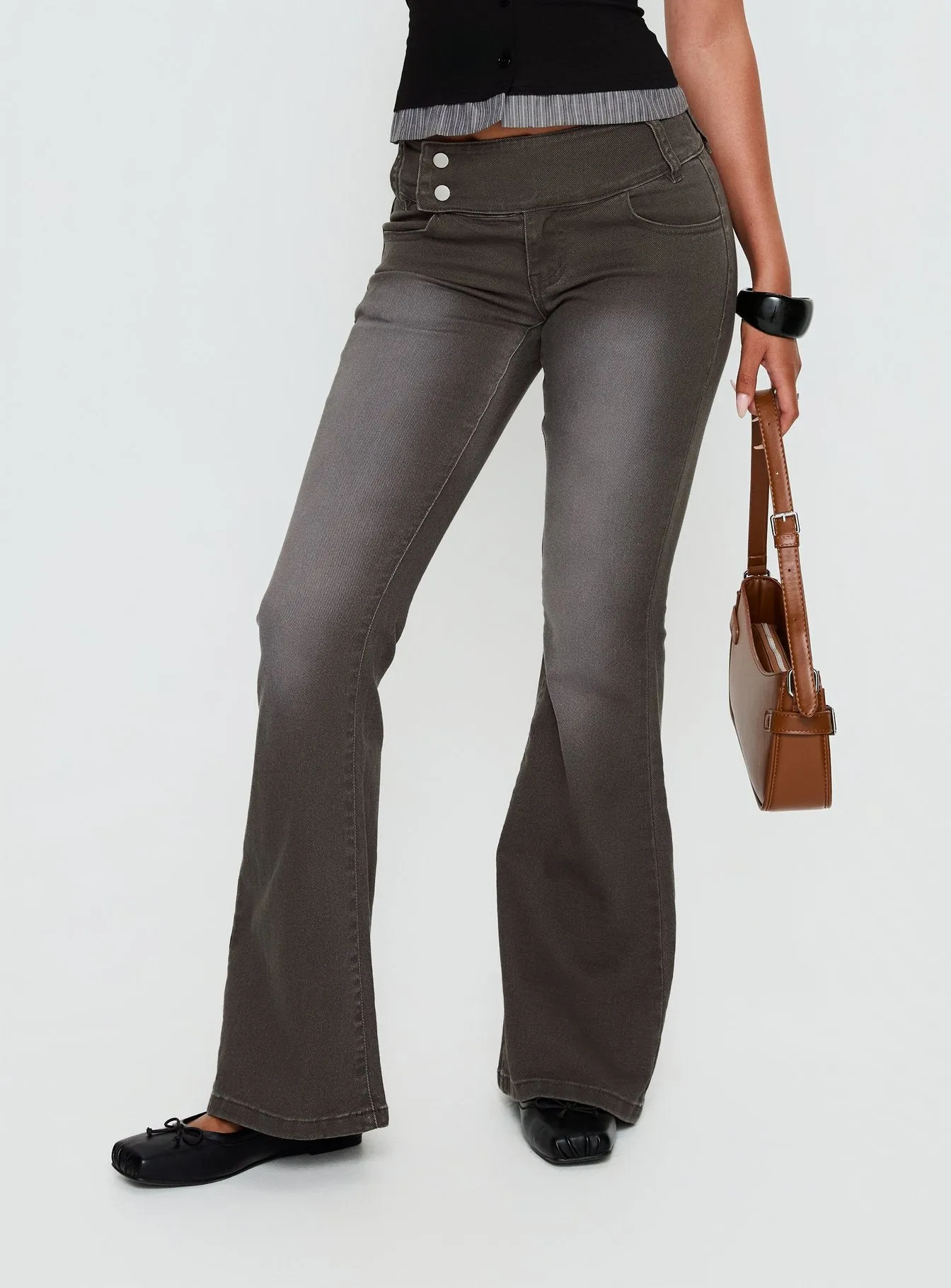 Romea Low Waist Bootleg Jeans Dark Grey sold by Princess Polly product image thumbnail 2