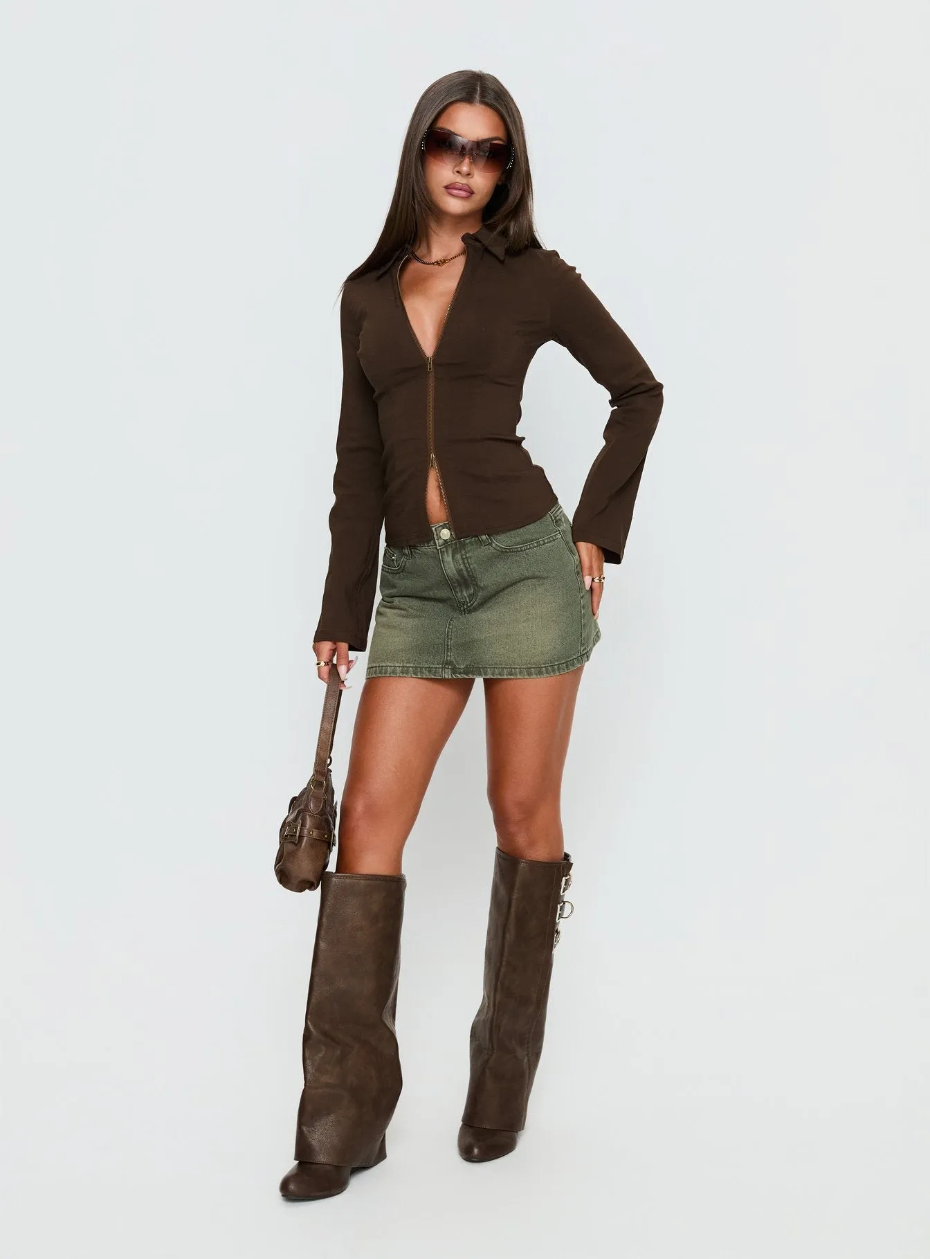 Laynee Butterfly Mini Skirt Washed Green sold by Princess Polly product image thumbnail 3