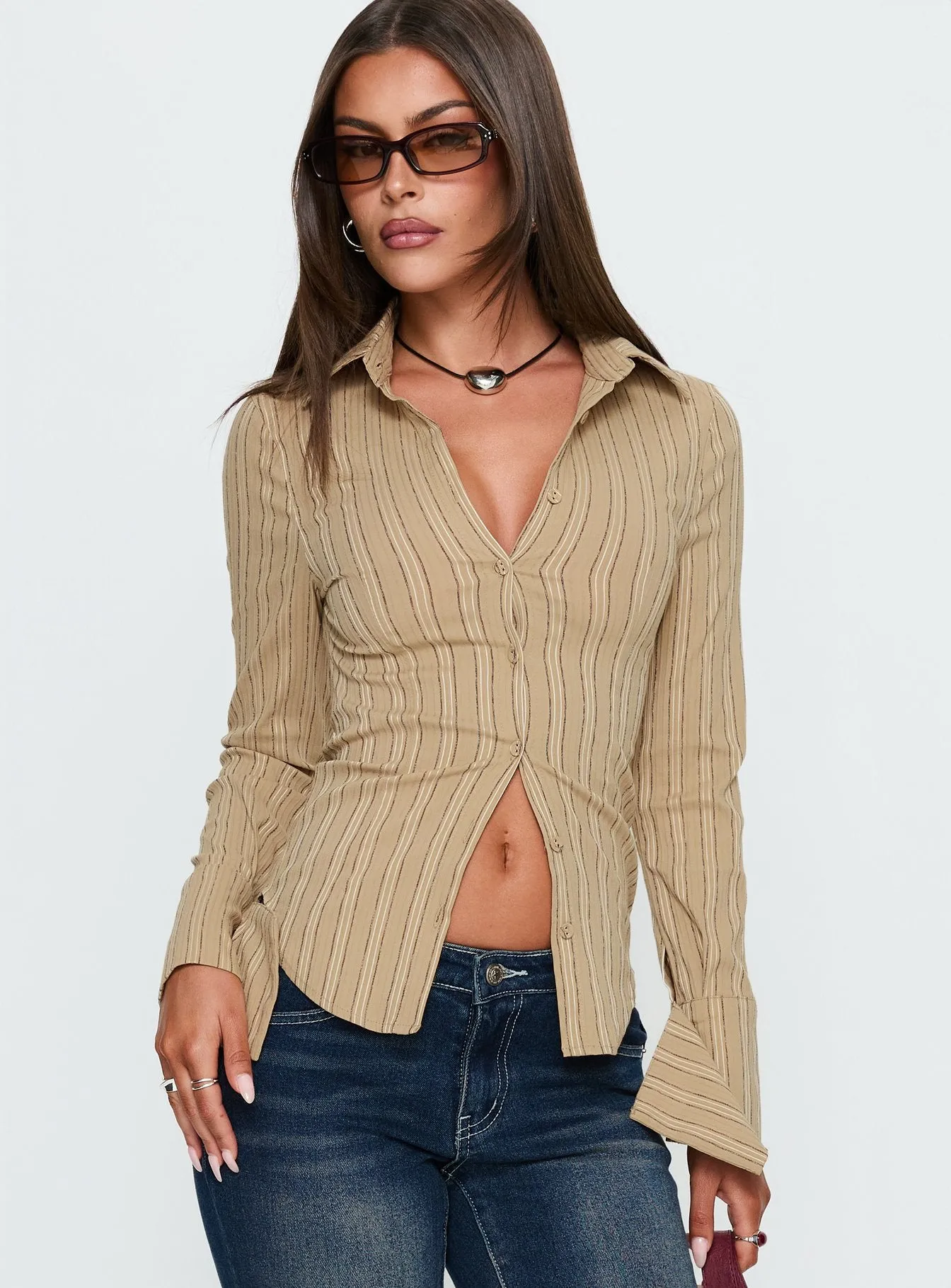 Madlin Long Sleeve Top Brown Stripe sold by Princess Polly product image thumbnail 2