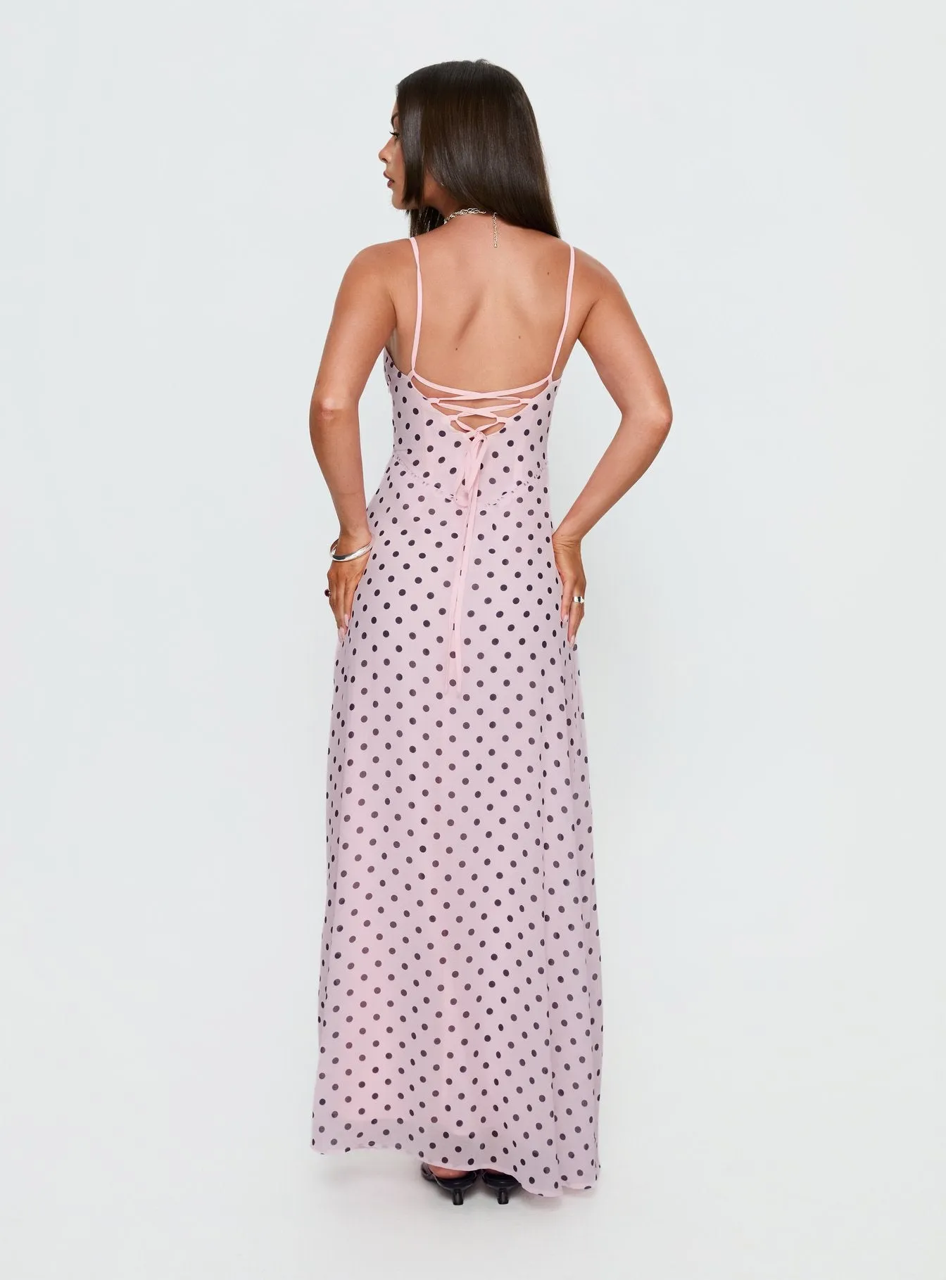 South of France Maxi Dress Pink Polka Dot sold by Princess Polly product image thumbnail 4