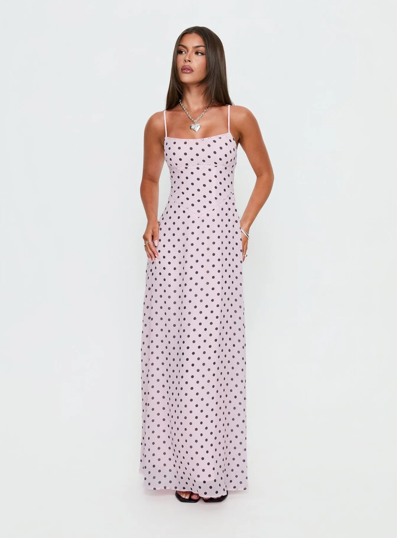South of France Maxi Dress Pink Polka Dot sold by Princess Polly product image thumbnail 2