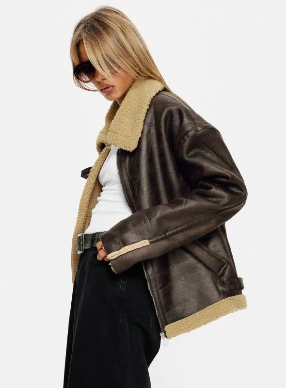 Benetta Collared Jacket Brown sold by Princess Polly