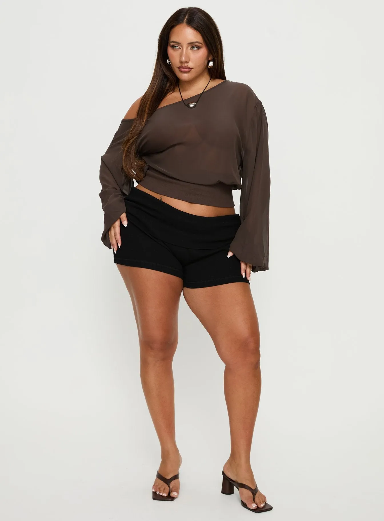 Idalina Slouchy Chiffon Top Brown Curve sold by Princess Polly product image thumbnail 2