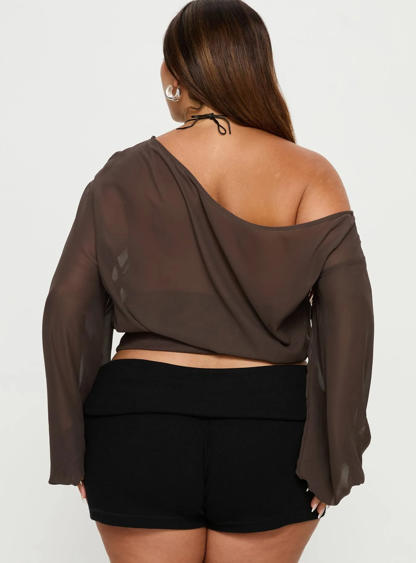Idalina Slouchy Chiffon Top Brown Curve sold by Princess Polly product image thumbnail 4