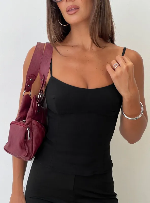 Elanah Structured Cami Top Black sold by Princess Polly