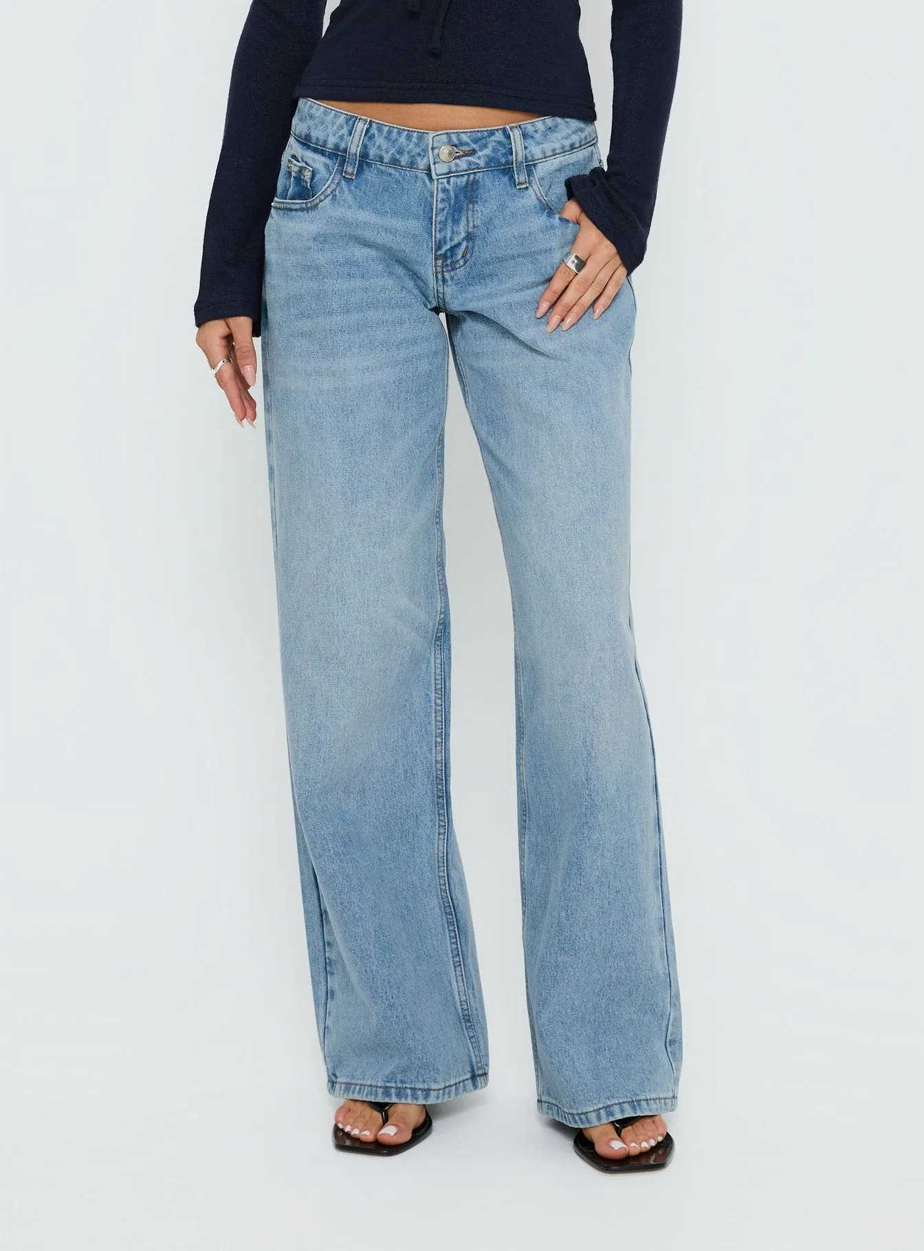 Ellanor Low Rise Slouch Denim Jean Washed Mid Blue Wash sold by Princess Polly product image thumbnail 2