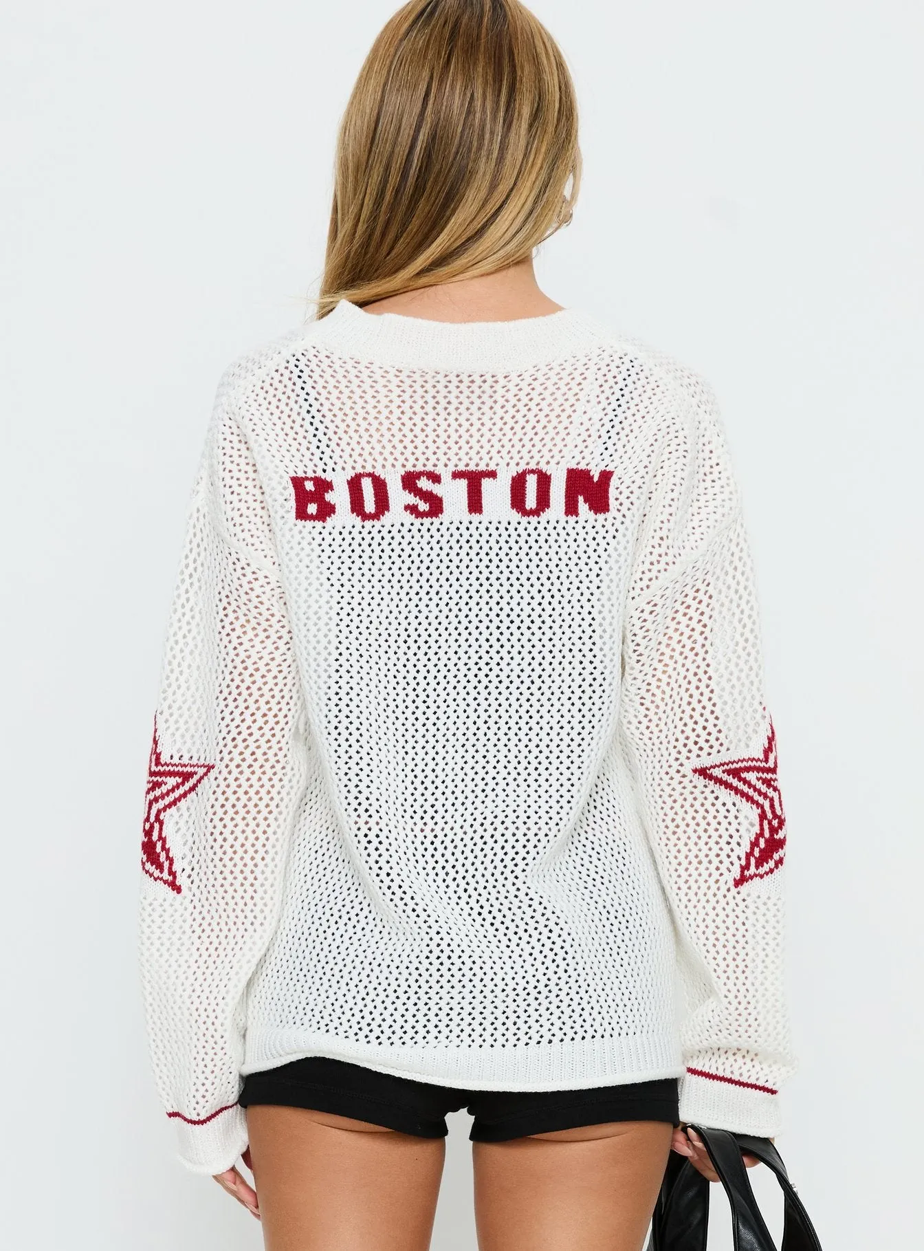 Korrin V Neck Graphic Knit Sweater White sold by Princess Polly product image thumbnail 5