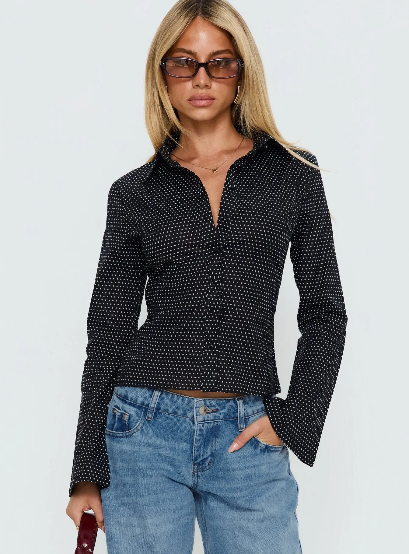 Anni Shirt Black Polka sold by Princess Polly product image thumbnail 2