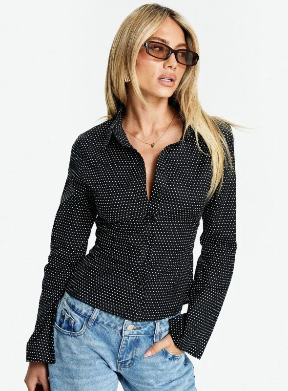 Anni Shirt Black Polka sold by Princess Polly