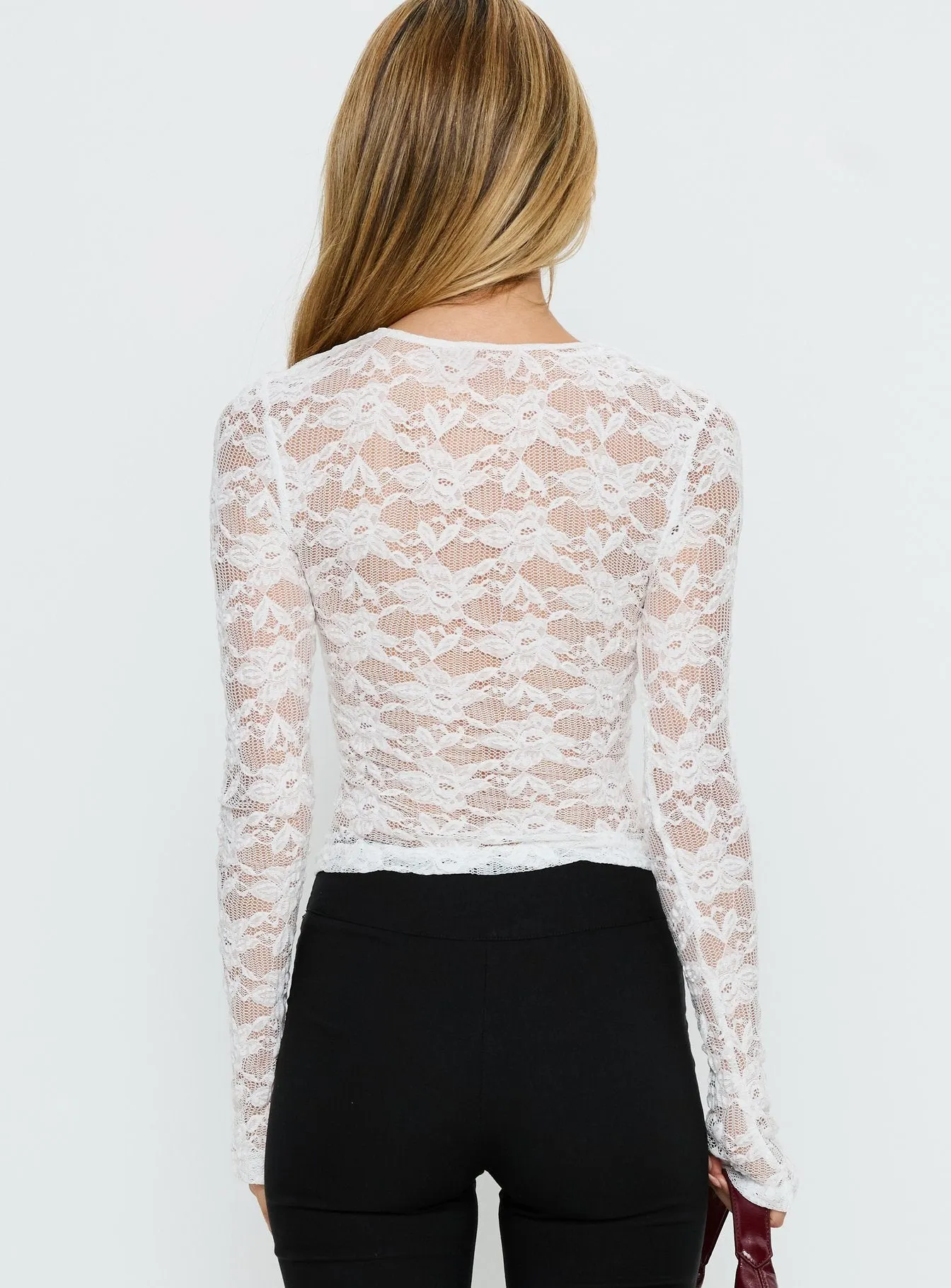 Devony Sheer Long Sleeve Top White sold by Princess Polly product image thumbnail 5