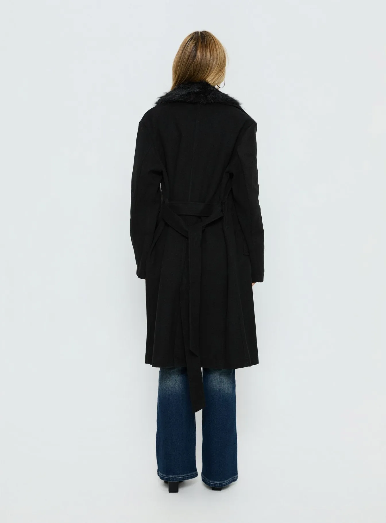 Hallyn Faux Fur Collar Coat Black sold by Princess Polly product image thumbnail 5