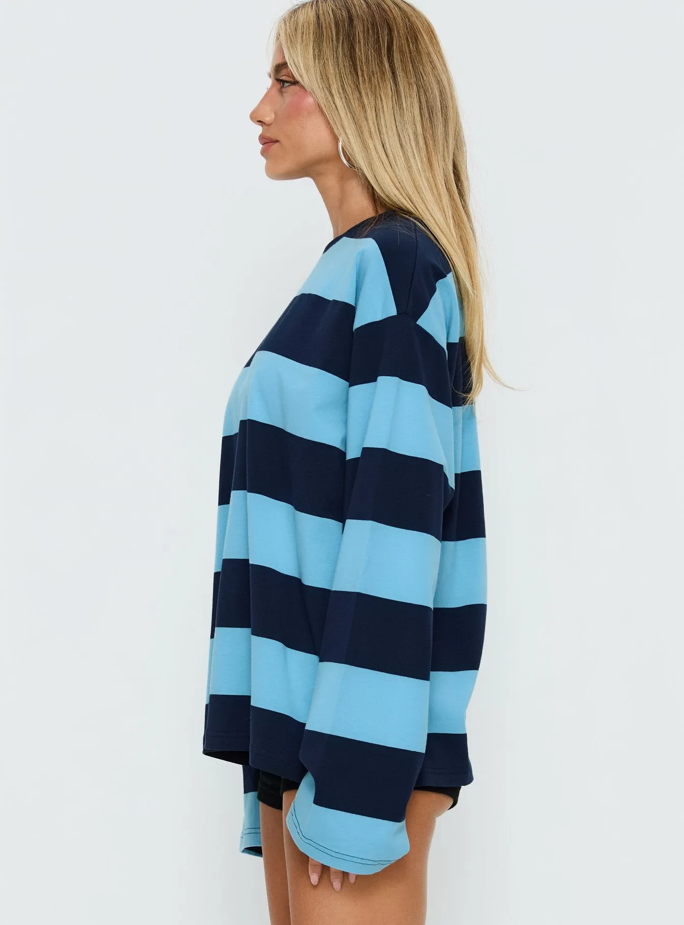 Settle Down Long Sleeve Top Blue Stripe sold by Princess Polly product image thumbnail 4