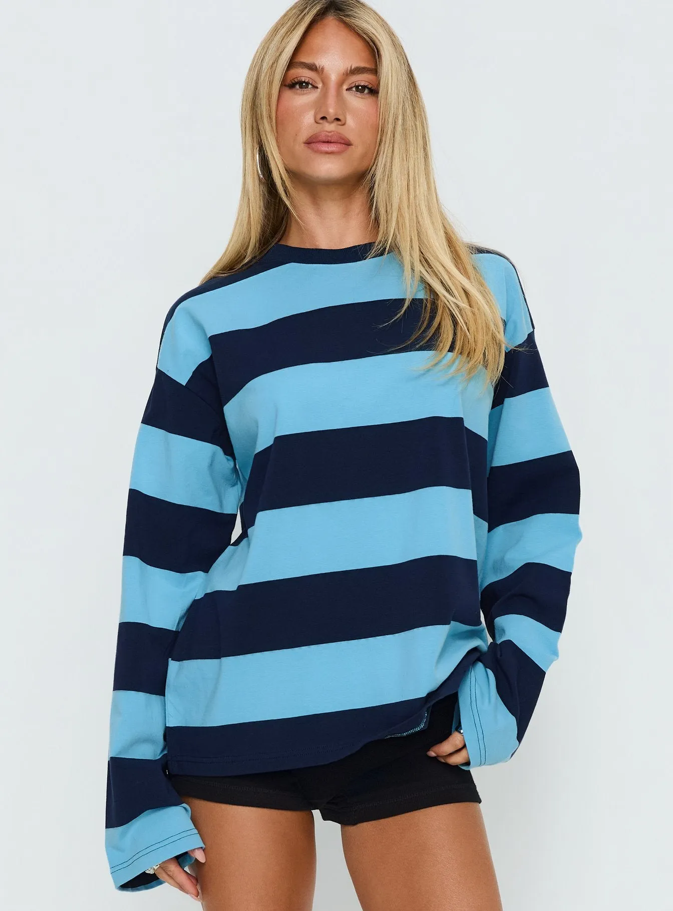 Settle Down Long Sleeve Top Blue Stripe sold by Princess Polly product image thumbnail 2