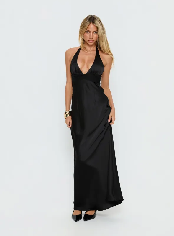 Odyssa Halter Maxi Dress Black sold by Princess Polly