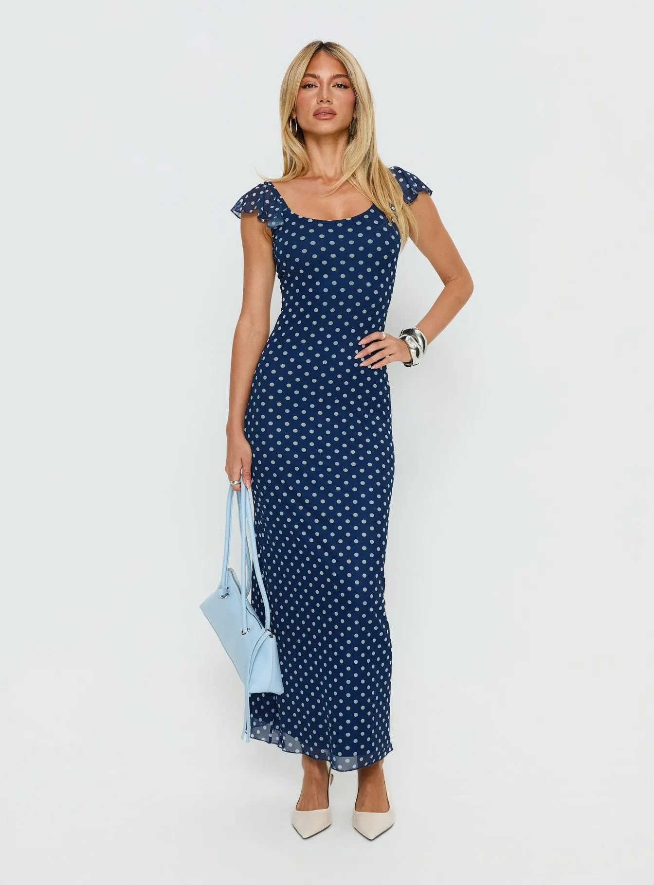 Sandberg Maxi Dress Blue Polka Dot sold by Princess Polly product image thumbnail 3