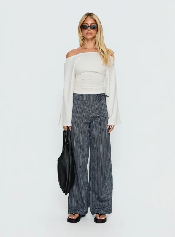 Rush Hours Tie Up Pants Navy sold by Princess Polly