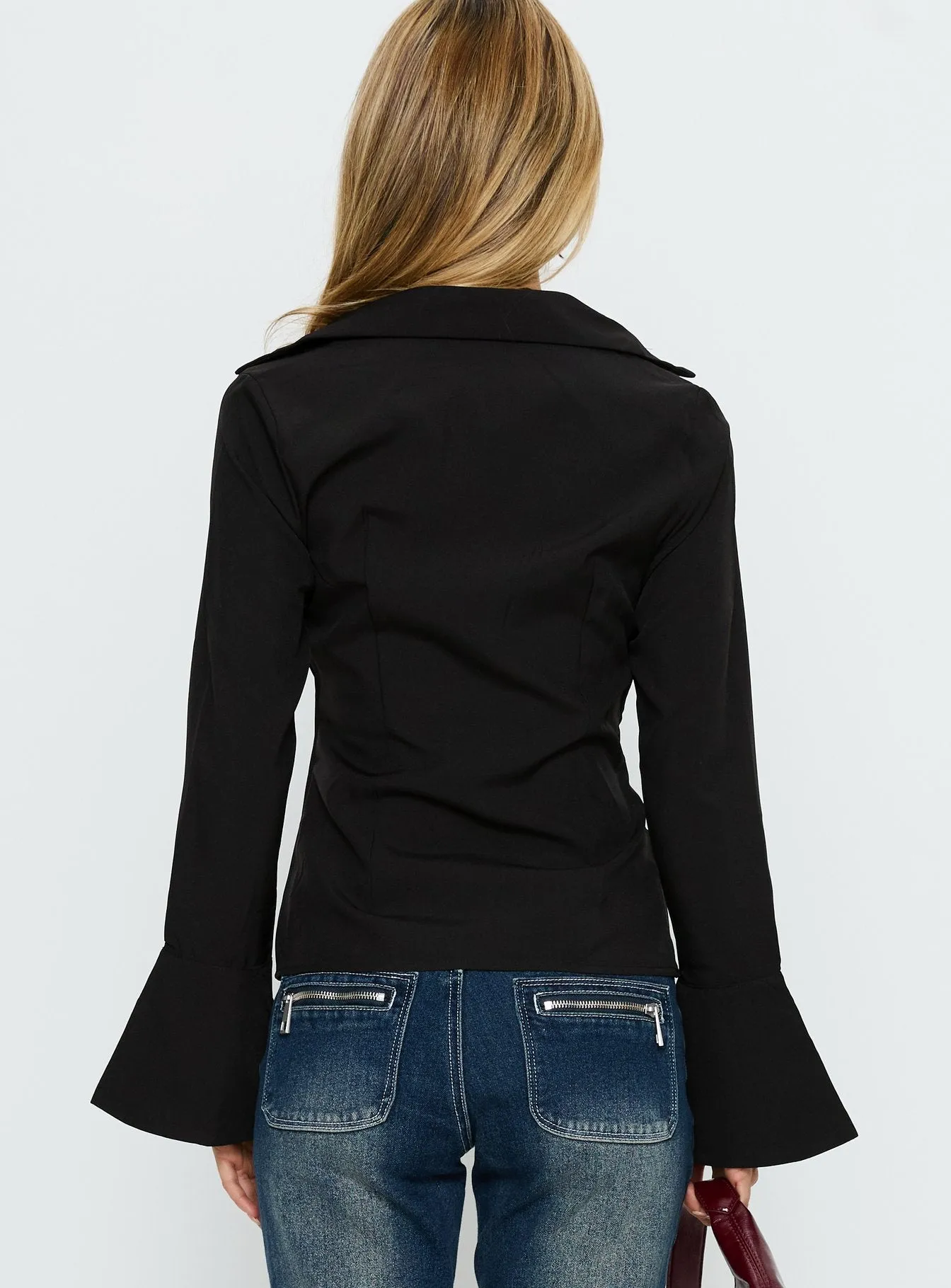 Serita Twist Detail Long Sleeve Shirt Black sold by Princess Polly product image thumbnail 5
