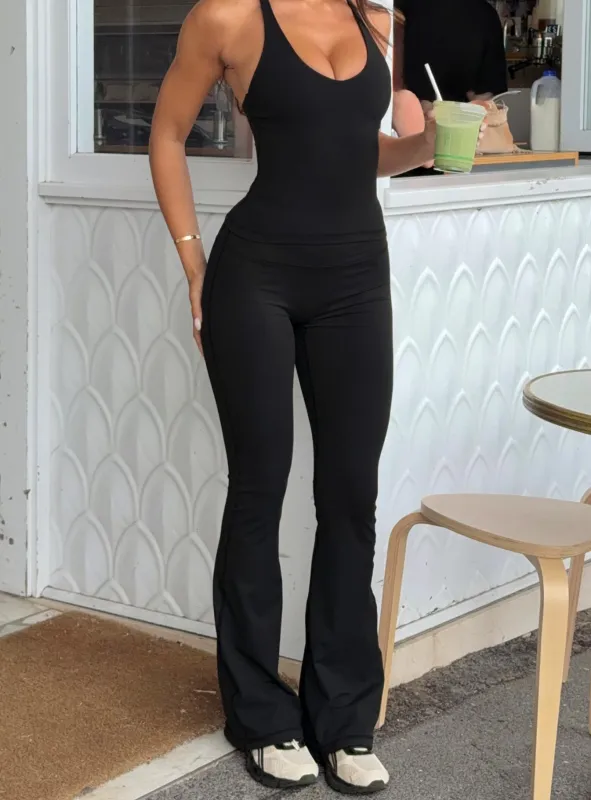 Energize Active Invisible Scrunch Flare Leggings Black sold by Princess Polly