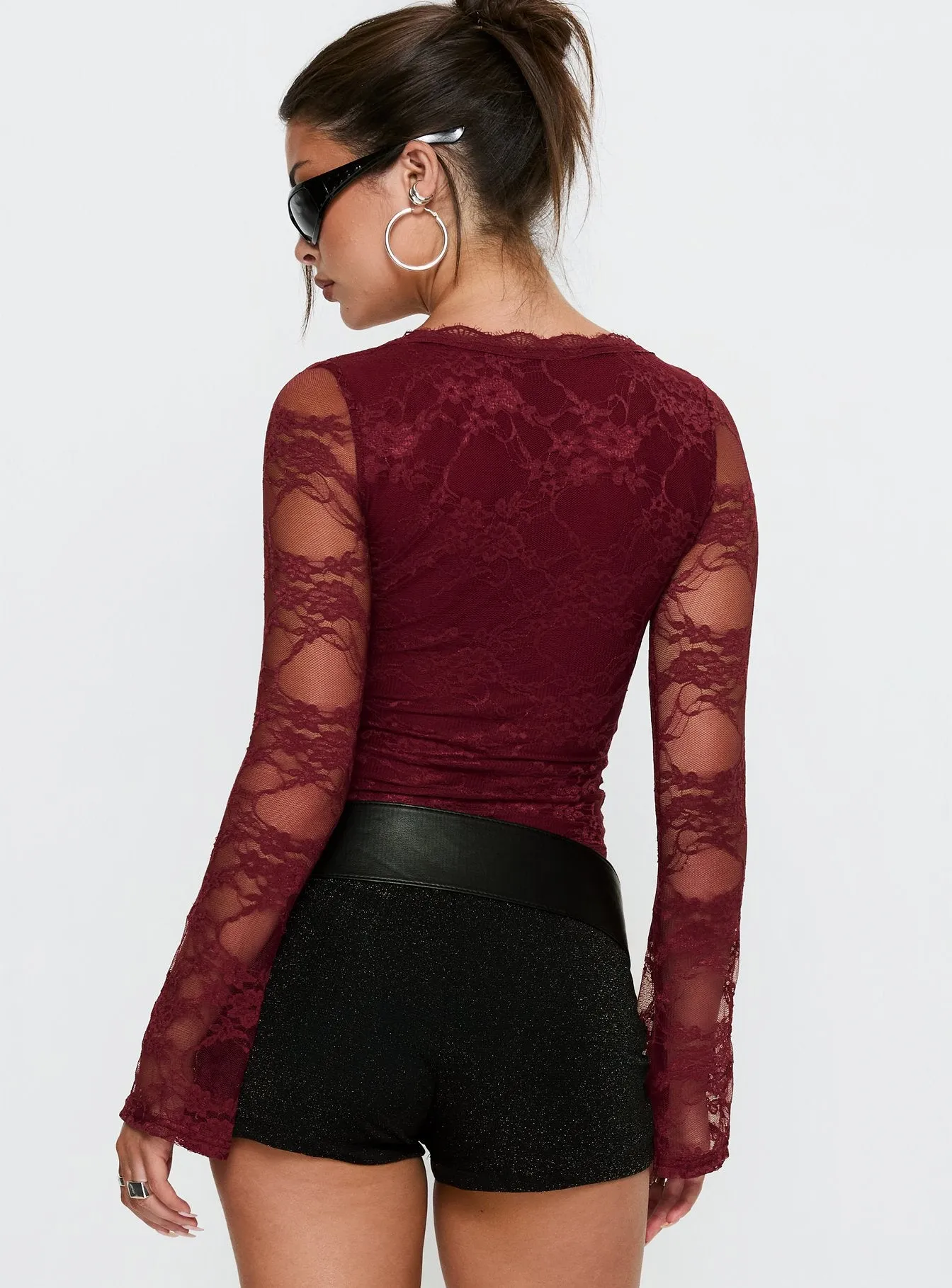 Pitter Long Sleeve Top Burgundy sold by Princess Polly product image thumbnail 5
