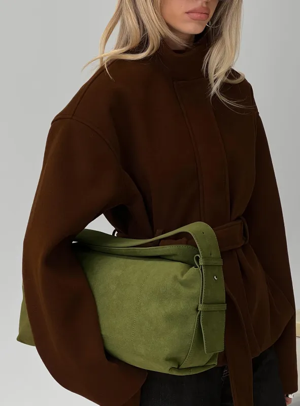 Seraphia Faux Suede Shoulder Bag Green sold by Princess Polly