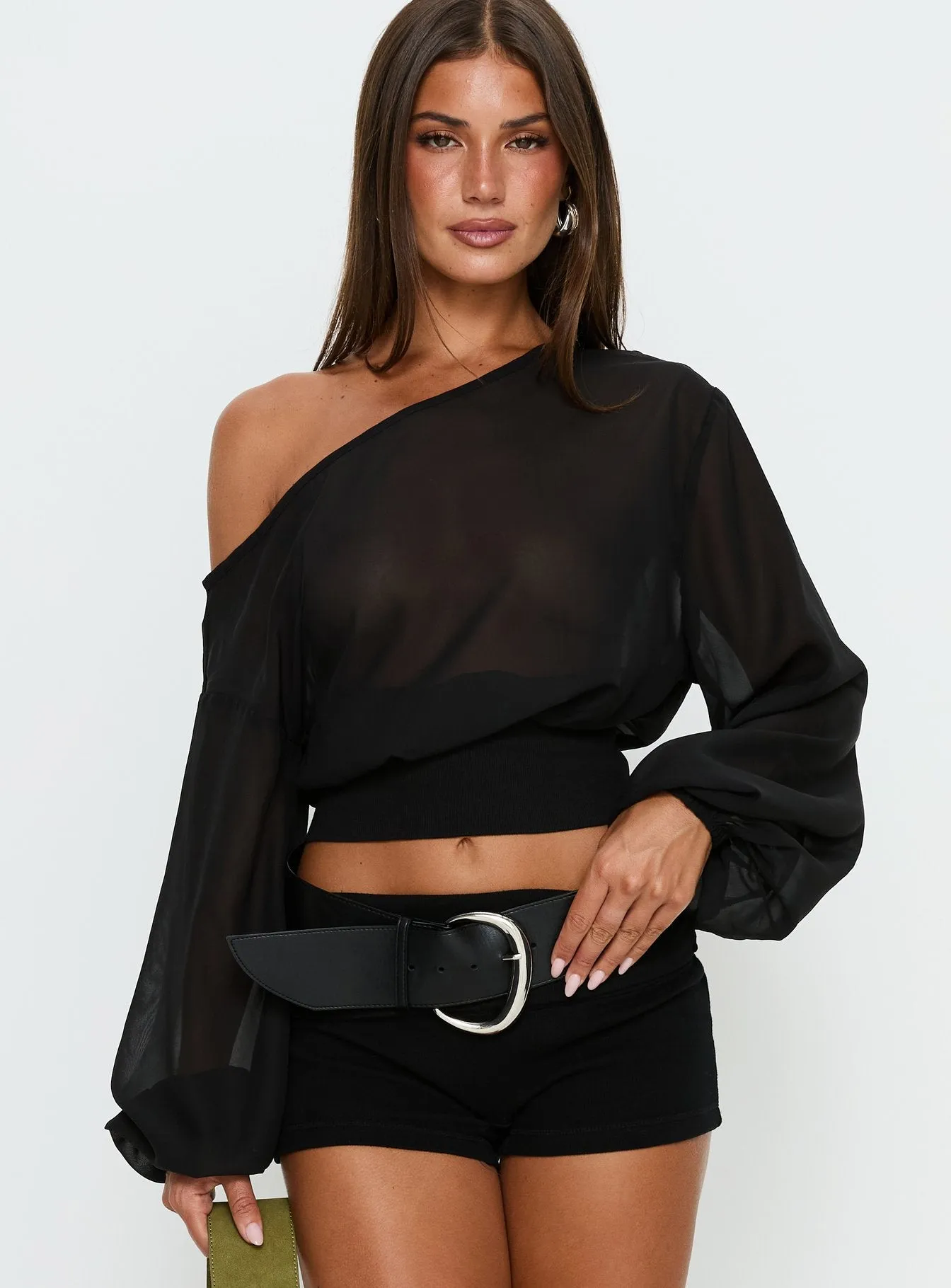 Idalina Slouchy Chiffon Top Black sold by Princess Polly product image thumbnail 2
