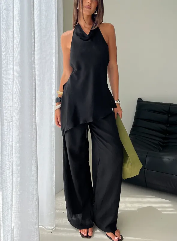 Emorisa Mid Rise Chiffon Pant Black sold by Princess Polly