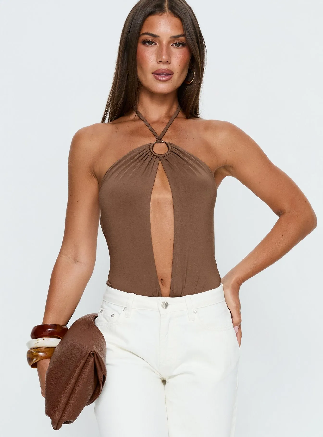Damiana Cut Out Bodysuit Brown sold by Princess Polly product image thumbnail 2